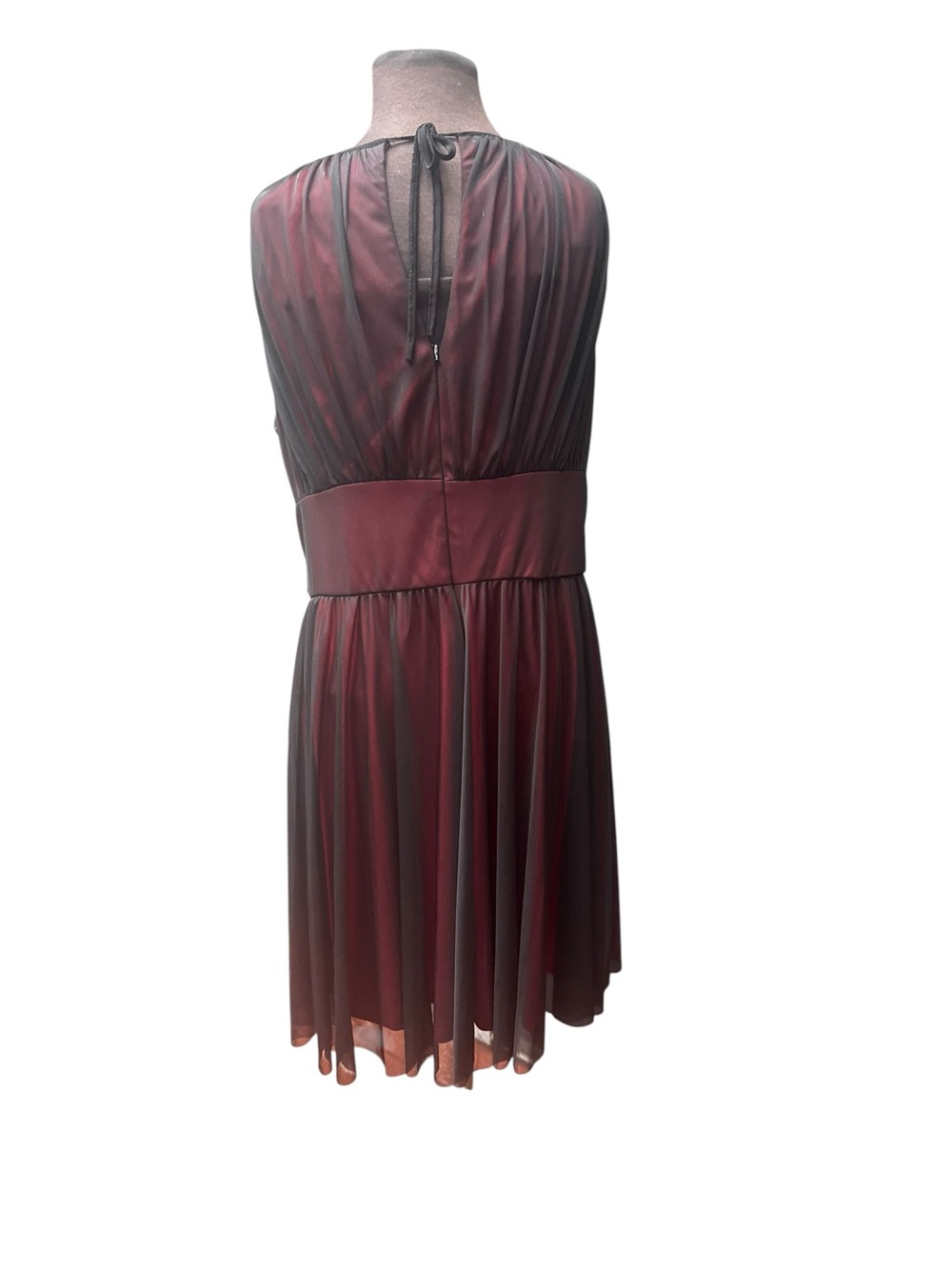 Y2K Jessica Howard Dark Romantic Beaded Waist Midi Dress XL 16 Sheer Black Red - Picture 4 of 8